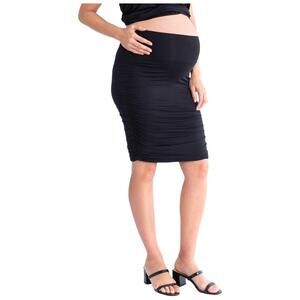 The Ruched Fitted Black Bamboo Maternity Skirt
